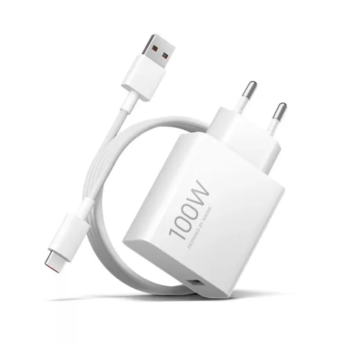 Xiaomi MDY-19-ER USB-A 100W utazótöltő és 6A USB-C adatkábel fehér