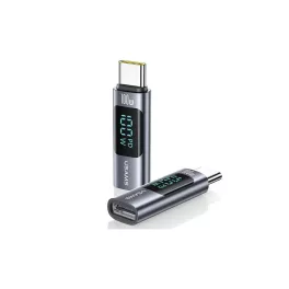   USAMS AU18 USB-C–USB-C adapter digitális kijelzővel 100W acél/alumínium SJ682TC01 (US-SJ682)