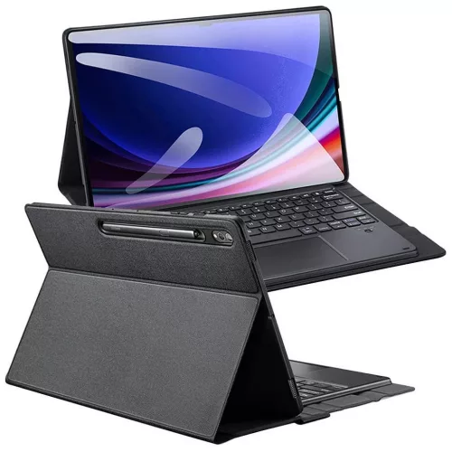 DUX DUCIS DK összecsukható tok Samsung Tab S10 Ultra/S9 Ultra/S8 Ultra készülékhez háttérvilágításos vezeték nélküli billentyűzettel fekete