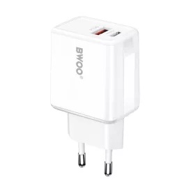 BWOO CDA182 QC 38W fali töltő 1x USB-A + 1x USB-C fehér