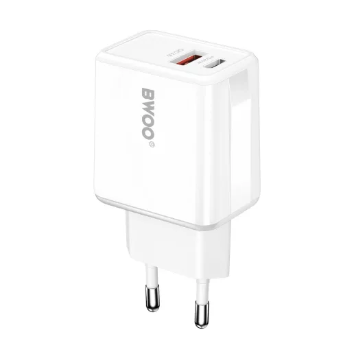 BWOO CDA182 QC 38W fali töltő 1x USB-A + 1x USB-C fehér