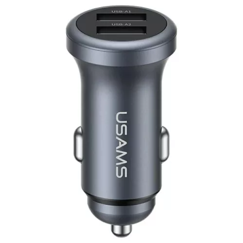 USAMS CC320 Alumínium autós töltő 2.4A 2xUSB-A tarnish
