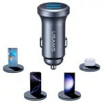USAMS CC320 Alumínium autós töltő 2.4A 2xUSB-A tarnish