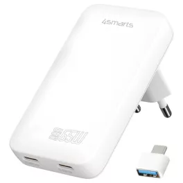   4smarts FlatPlug Slim Dual fali töltő 65W GaN 2xUSB-C fehér