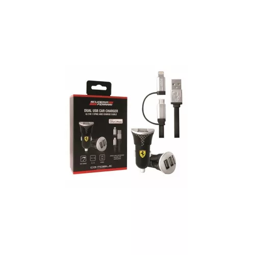 Ferrari töltő FEBCCCBUNBK 2w1 MFIlightning/micro USB fekete