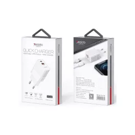 YESIDO YC32 fali töltő PD 20W QC3.0 USB-A+C fehér