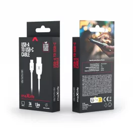 Maxlife USB–USB-C kábel 1,5 m 3A fehér