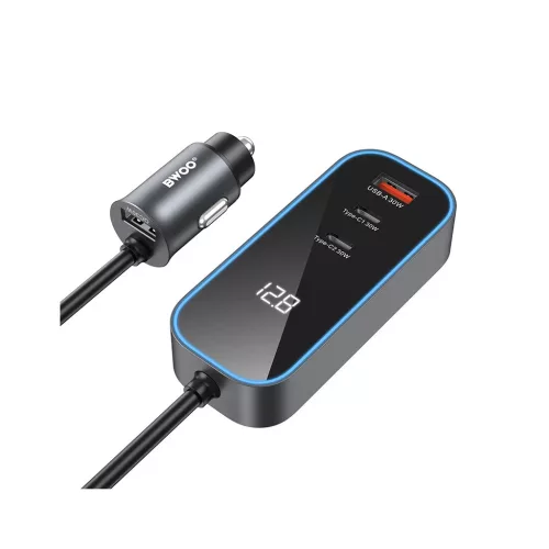 BWOO CC107 PD autós töltő 1x USB-C és USB-A port 30W fekete