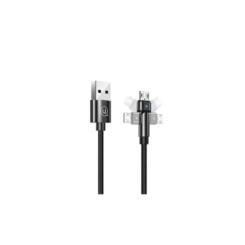 USAMS U60 2A mikroUSB fonott forgatható kábel 1m SJ478USB01 (US-SJ478) fekete