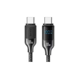   USAMS USB-C to USB-C kábel 100W 1.2m Digital Display cink ötvözet – gyors töltésű adatkábel HX Seri
