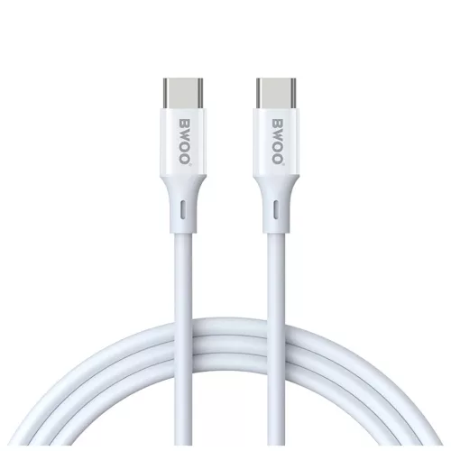 BWOO USB-C–USB-C kábel 1 m, 60 W, ABS+TPE, X282 C–C, fehér
