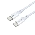 BWOO USB-C–USB-C kábel 1 m, 60 W, ABS+TPE, X282 C–C, fehér