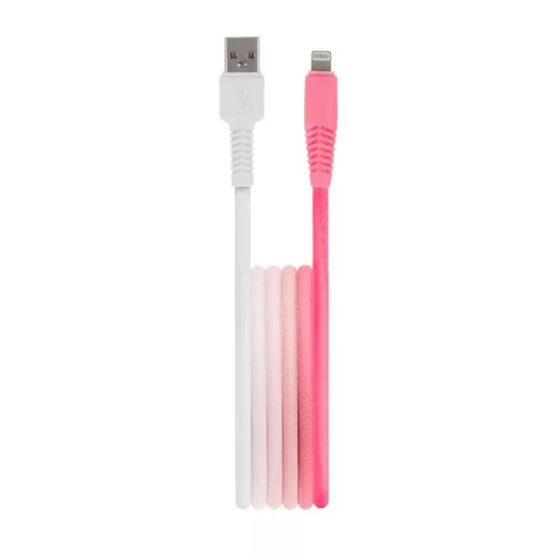 Setty USB–Lightning kábel 1,5 m 2,4A KGA-L-1.52420 fehér–rózsaszín átmenetes