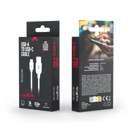 Maxlife USB–USB-C kábel 0,5 m 3A fehér