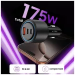 TECH-PROTECT CC04 3-PORT autós töltő PD 175W fekete
