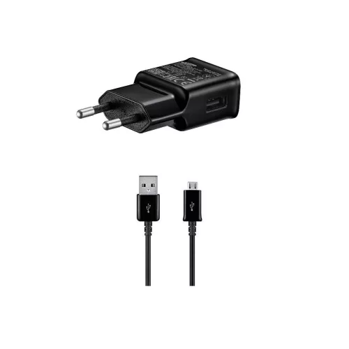 EP-TA200EBE + ECB-DU4EBE Samsung 15W utazó töltő + microUSB adatkábel fekete - csomagolás nélküli gyártói