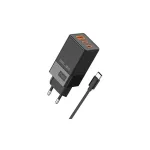 Beline Töltő 2x USB-C + 1x USB 65W + USB-C kábel PD 3.0 + QC 3.0 BLN3CB65C GaN fekete