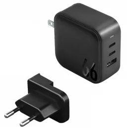   ENERGEA Fali töltő 1xUSB+2xUSB-CPD-PPS-QC 3.0 66W 2C1A US+EU Travelite GAN66 fekete