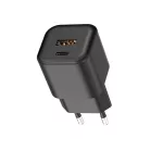 Setty hálózati töltő USB-A + USB-C 20W LSGaN-AC-201 fekete