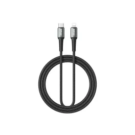BWOO fonott USB-C–Lightning kábel 3m 30W, fekete