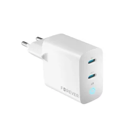 Forever TC-06-65CC GaN PD QC töltő 2x USB-C 65W fehér