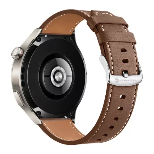 Samsung Galaxy Watch készülékhez Forcell F-Design FS21 20 mm-es lyukacsos környezetbarát bőr óraszíj barna