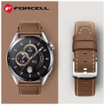 Samsung Galaxy Watch készülékhez Forcell F-Design FS21 20 mm-es lyukacsos környezetbarát bőr óraszíj barna