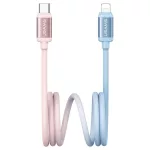 USAMS Bicolor Series SJ757 PD 30W USB-C/Lightning 1.2m kábel kék és rózsaszín