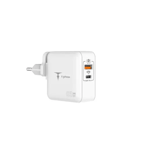 T-PHOX MEGA T-PP09 GAN PD 65W USB/USB-C fali töltő, fehér