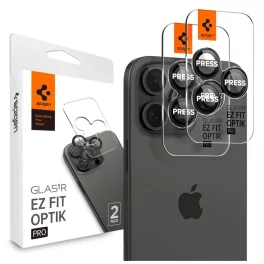   SPIGEN Optik Pro Glas.tr "EZ Fit" kameravédő – 2 db, iPhone 14 Pro / Max / 15 Pro / Max / 16 Pro / Max / 17 Pro / Max készülékhez, fekete