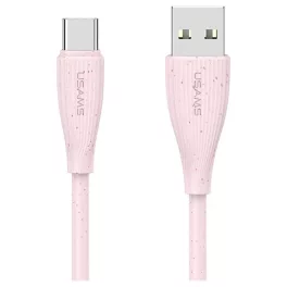   USAMS Green Series kábel SJ714 18W 3A USB-A to USB-C 1m rózsaszín