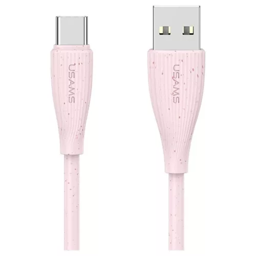 USAMS Green Series kábel SJ714 18W 3A USB-A to USB-C 1m rózsaszín