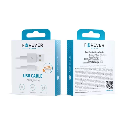 Forever USB–Lightning kábel 1,0 m 1A fehér
