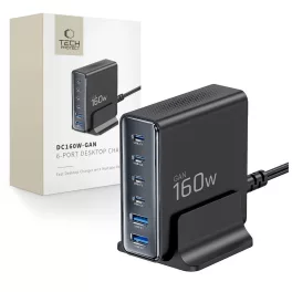   TECH-PROTECT DC160W-GAN 6-port asztali töltő PD 160W / QC3.0 fekete