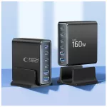 TECH-PROTECT DC160W-GAN 6-port asztali töltő PD 160W / QC3.0 fekete