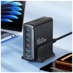 TECH-PROTECT DC160W-GAN 6-port asztali töltő PD 160W / QC3.0 fekete
