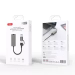 XO adapter HUB HUB018 2w1 USB-USB-C-RJ45 szürke