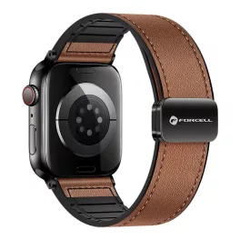   Forcell F-Design FA21 mágneses környezetbarát bőrszíj Apple Watch készülékhez 42/44/45/49 mm barna
