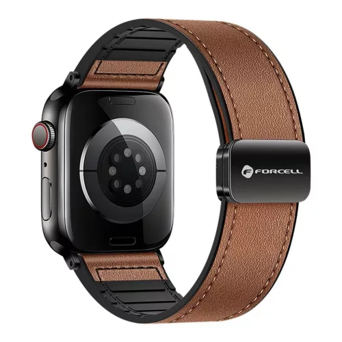 Forcell F-Design FA21 mágneses környezetbarát bőrszíj Apple Watch készülékhez 42/44/45/49 mm barna