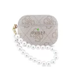 Guess PU 4G Classic Logo Pearl Strap tok AirPods Pro 3 készülékhez rózsaszín