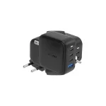 ENERGEA Fali töltő 1xUSB+3xUSB-CPD-PPS-QC 3.0 100W 3C1A US+EU Travelite GAN100 fekete