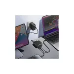 ENERGEA Fali töltő 1xUSB+3xUSB-CPD-PPS-QC 3.0 100W 3C1A US+EU Travelite GAN100 fekete