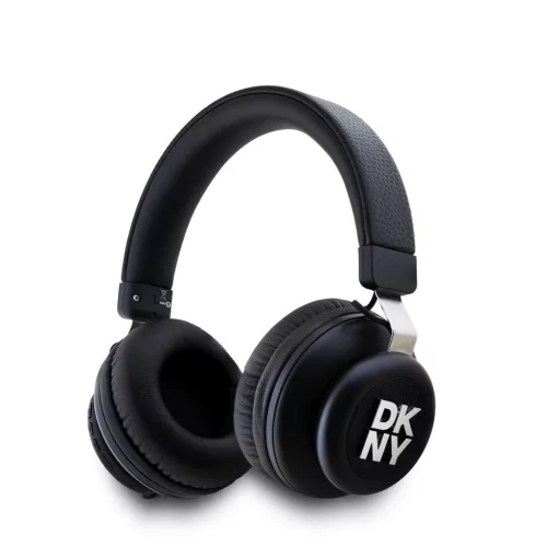 DKNY PU bőr Stack Logo vezeték nélküli fejhallgató fekete