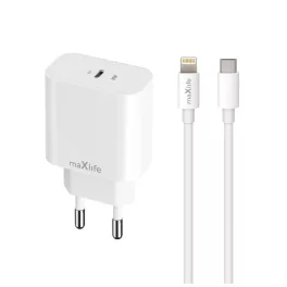   Maxlife MXTC-06-20C PD QC töltő 1x USB-C 20W fehér + USB-C–Lightning kábel 20W