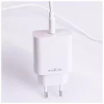 Maxlife MXTC-06-20C PD QC töltő 1x USB-C 20W fehér + USB-C–Lightning kábel 20W