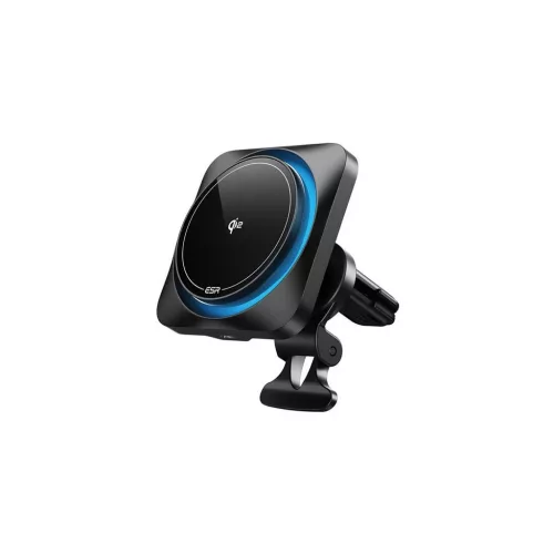 ESR QI2 autós tartó (műszerfalra, szellőzőre, mágneses, LED jelzés, 15W, wireless, gyorstöltő) FEKETE (GP-164285)