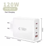TECH-PROTECT NC120W-GAN 4-PORT hálózati töltő PD 120W / QC3.0 fehér