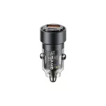 USAMS Autós töltő C39 USB+USB-C 60W gyorstöltés fekete CC208CC01 (US-CC208)
