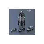 USAMS Autós töltő C39 USB+USB-C 60W gyorstöltés fekete CC208CC01 (US-CC208)