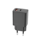 Setty 30W PD/QC USB-A és USB-C fali töltő + 1 m USB-C kábel RLSK-AC-01 fekete